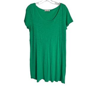 Fresh Produce Womens Shirt Dress Size Large Green Short Sleeve Cotton Casual